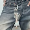 Multi Charm Keyring – Beige/Silver Multi Charm Keyring – Beige/Silver