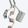 Multi Charm Keyring – Beige/Silver Multi Charm Keyring – Beige/Silver