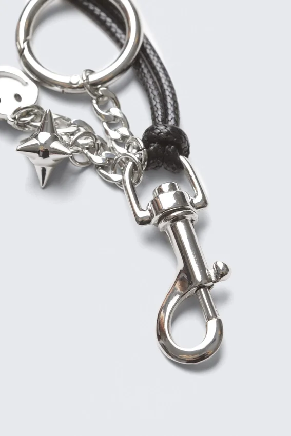 Multi-Charm Keyring – Metal/Black String Multi-Charm Keyring – Metal/Black String