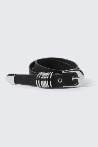 Multi D-Ring Faux Leather Belt – Black