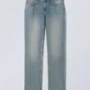 Nail Low Rise Slim Straight Jeans – Trove Blue – Medium Blue