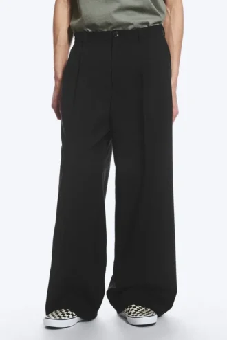 Nate Baggy Fit Pleated Suit Trousers – Black