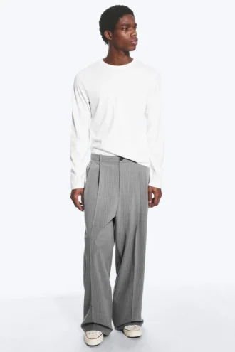 Nate Baggy Fit Pleated Suit Trousers – Light Dusty Grey Nate Baggy Fit Pleated Suit Trousers – Light Dusty Grey
