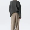 Nate Baggy Fit Pleated Suit Trousers – Pinstriped Beige Melange Nate Baggy Fit Pleated Suit Trousers – Pinstriped Beige Melange