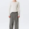 Nate Baggy Fit Pleated Suit Trousers – Pinstriped Light Grey Nate Baggy Fit Pleated Suit Trousers – Pinstriped Light Grey