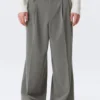 Nate Baggy Fit Pleated Suit Trousers – Pinstriped Light Grey Nate Baggy Fit Pleated Suit Trousers – Pinstriped Light Grey