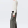 Nate Baggy Fit Pleated Suit Trousers – Pinstriped Light Grey Nate Baggy Fit Pleated Suit Trousers – Pinstriped Light Grey