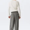 Nate Baggy Fit Pleated Suit Trousers – Pinstriped Light Grey Nate Baggy Fit Pleated Suit Trousers – Pinstriped Light Grey