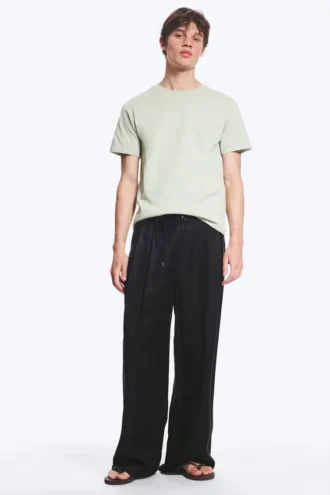 Nate Baggy Linen Blend Suit Trousers – Black