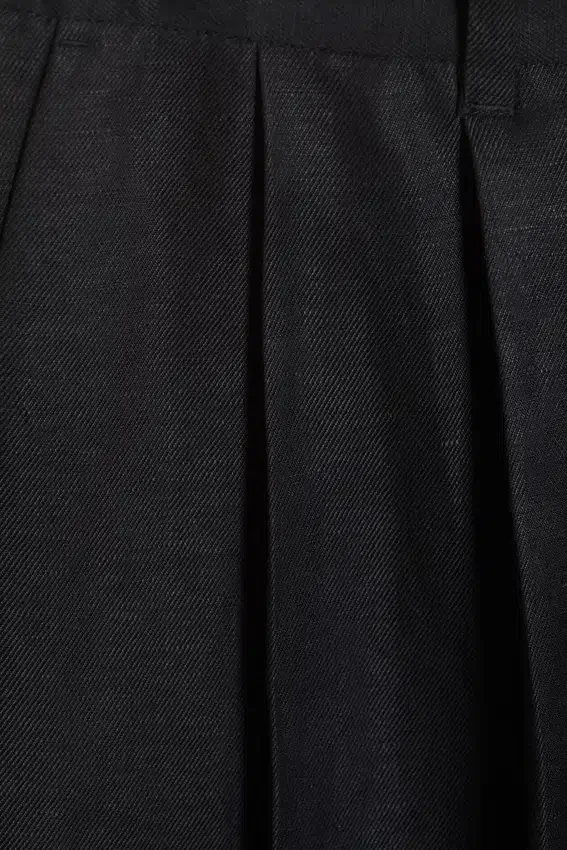 Nate Baggy Linen Blend Suit Trousers – Black Nate Baggy Linen Blend Suit Trousers – Black