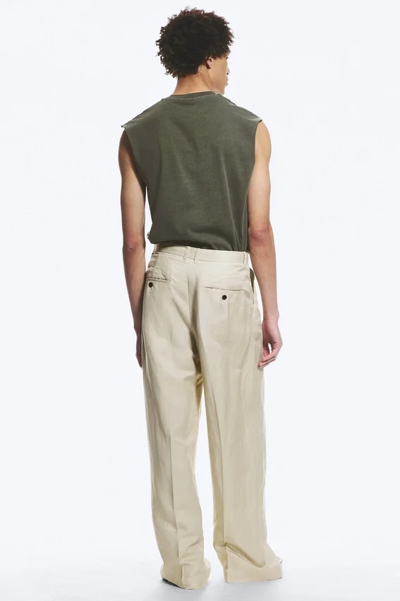 Nate Baggy Linen Blend Suit Trousers – Light Dusty Beige Nate Baggy Linen Blend Suit Trousers – Light Dusty Beige