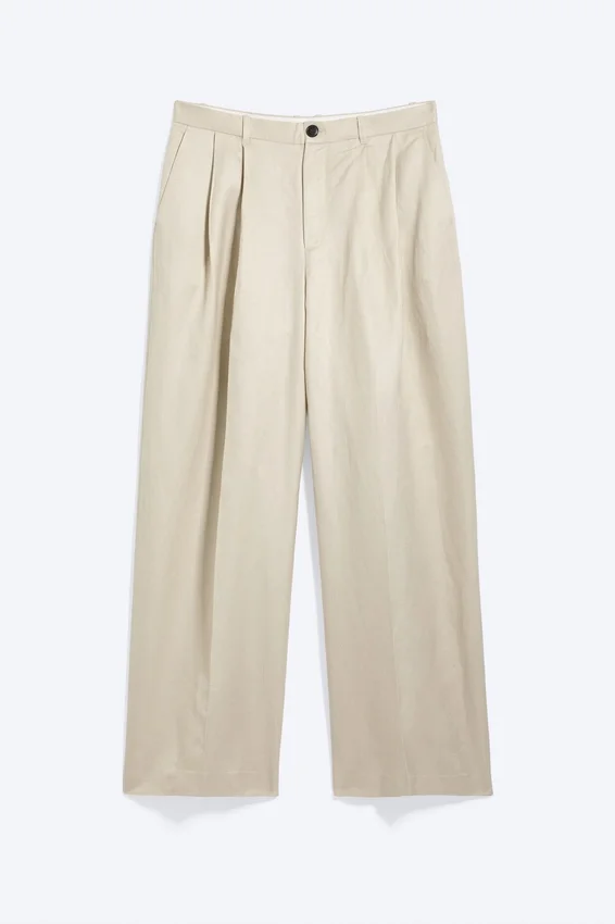 Nate Baggy Linen Blend Suit Trousers – Light Dusty Beige Nate Baggy Linen Blend Suit Trousers – Light Dusty Beige