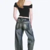 Nebula Mid Rise Loose Barrel Leg Unisex Jeans – Laser Blue – Medium Blue Nebula Mid Rise Loose Barrel Leg Unisex Jeans – Laser Blue – Medium Blue