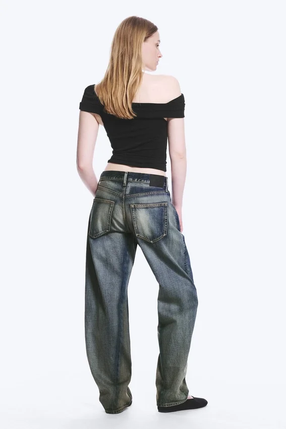 Nebula Mid Rise Loose Barrel Leg Unisex Jeans – Laser Blue – Medium Blue Nebula Mid Rise Loose Barrel Leg Unisex Jeans – Laser Blue – Medium Blue