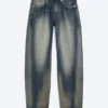 Nebula Mid Rise Loose Barrel Leg Unisex Jeans – Laser Blue – Medium Blue Nebula Mid Rise Loose Barrel Leg Unisex Jeans – Laser Blue – Medium Blue
