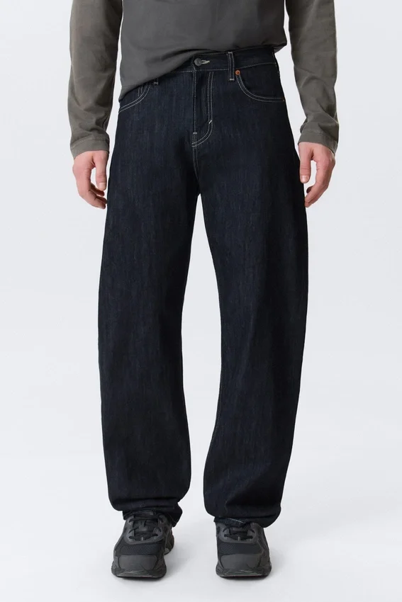 Nebula Mid Rise Loose Barrel Unisex Jeans – Blue Rinse – Dark Blue Nebula Mid Rise Loose Barrel Unisex Jeans – Blue Rinse – Dark Blue