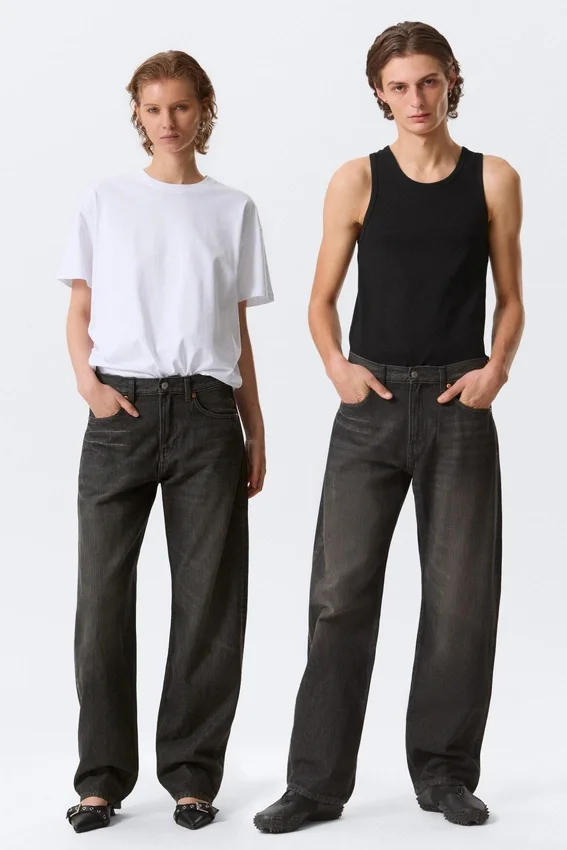 Nebula Mid Rise Loose Barrel Unisex Jeans – Chelsea Black – Black Nebula Mid Rise Loose Barrel Unisex Jeans – Chelsea Black – Black