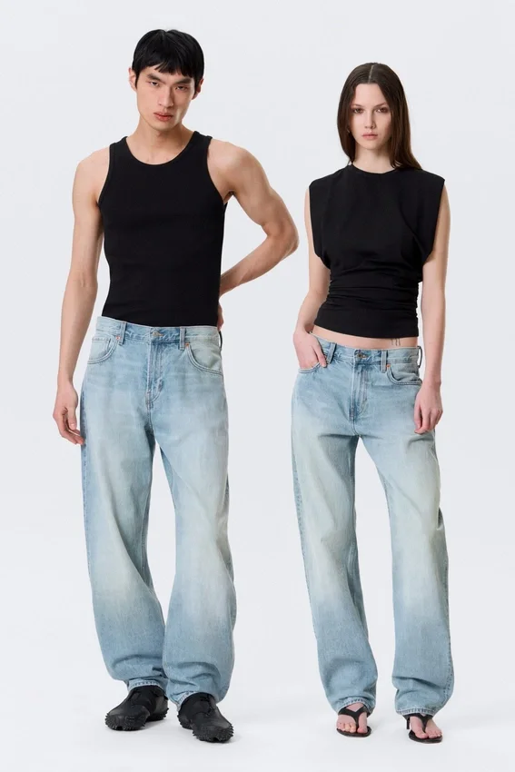 Nebula Mid Rise Loose Barrel Unisex Jeans – Kimberley Blue – Light Blue Nebula Mid Rise Loose Barrel Unisex Jeans – Kimberley Blue – Light Blue