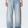 Nebula Mid Rise Loose Barrel Unisex Jeans – Kimberley Blue – Light Blue Nebula Mid Rise Loose Barrel Unisex Jeans – Kimberley Blue – Light Blue