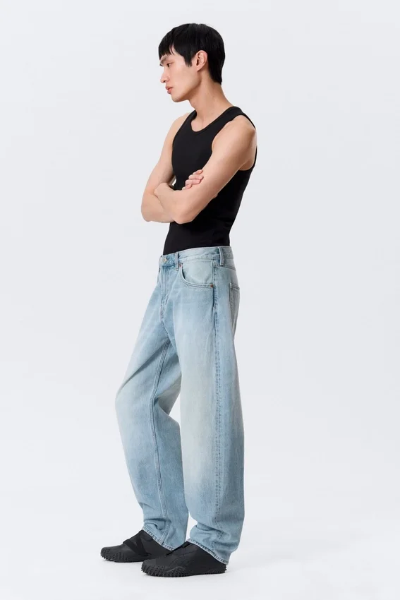 Nebula Mid Rise Loose Barrel Unisex Jeans – Kimberley Blue – Light Blue Nebula Mid Rise Loose Barrel Unisex Jeans – Kimberley Blue – Light Blue