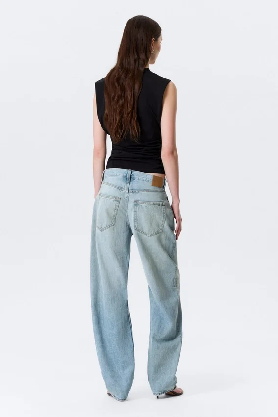 Nebula Mid Rise Loose Barrel Unisex Jeans – Kimberley Blue – Light Blue Nebula Mid Rise Loose Barrel Unisex Jeans – Kimberley Blue – Light Blue