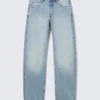 Nebula Mid Rise Loose Barrel Unisex Jeans – Kimberley Blue – Light Blue Nebula Mid Rise Loose Barrel Unisex Jeans – Kimberley Blue – Light Blue