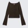 Nepped Knitted Wool-Blend Cardigan – Dark Brown Melange Nepped Knitted Wool-Blend Cardigan – Dark Brown Melange