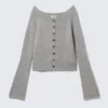 Nepped Knitted Wool-Blend Cardigan – Grey Melange Nepped Knitted Wool-Blend Cardigan – Grey Melange
