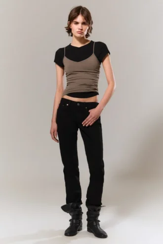 Neptune Low Rise Slim Straight Leg Jeans – Black Rinse – Black