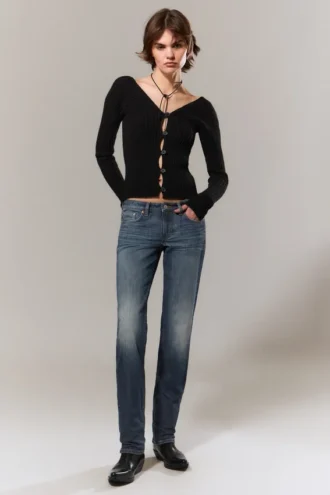 Neptune Low Rise Slim Straight Leg Jeans – Blue Hymn – Medium Blue