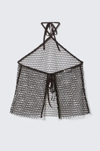 Net Halter Tie Top – Dark Brown
