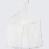 Net Halter Tie Top – White