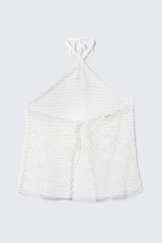 Net Halter Tie Top – White