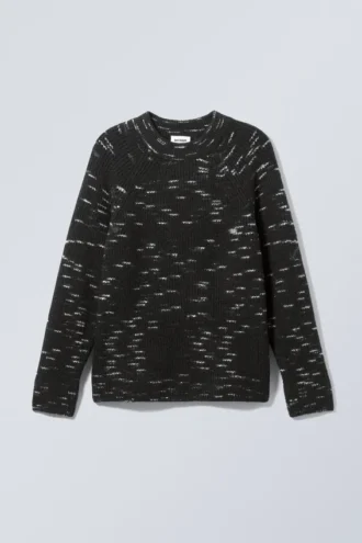 Norman Relaxed Raglan Sweater – Black Melange