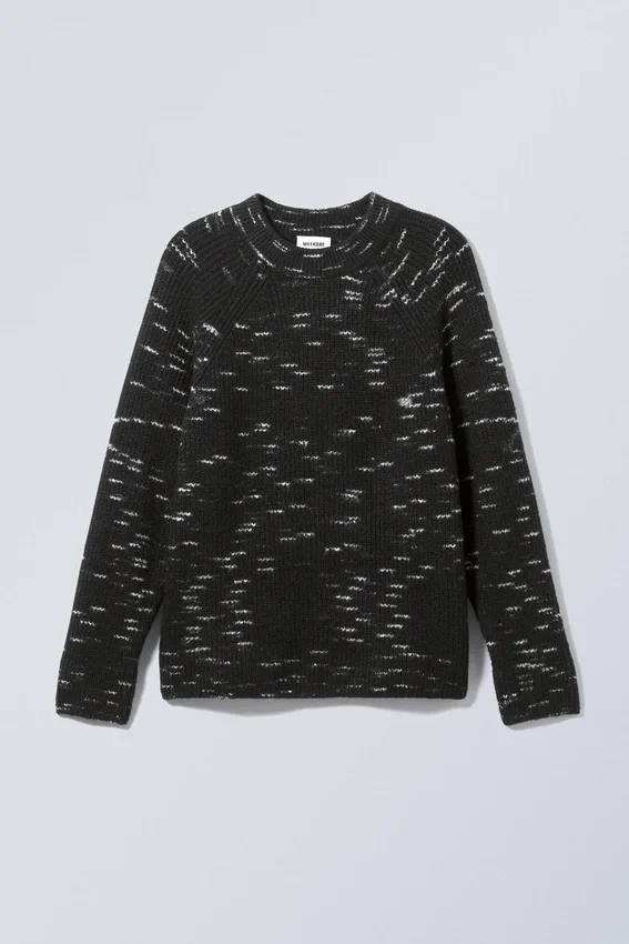 Norman Relaxed Raglan Sweater – Black Melange Norman Relaxed Raglan Sweater – Black Melange