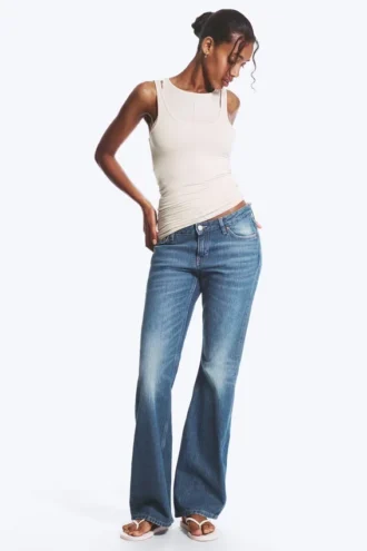 Nova Low Rise Slim Bootcut Jeans – Mine Blue – Medium Blue
