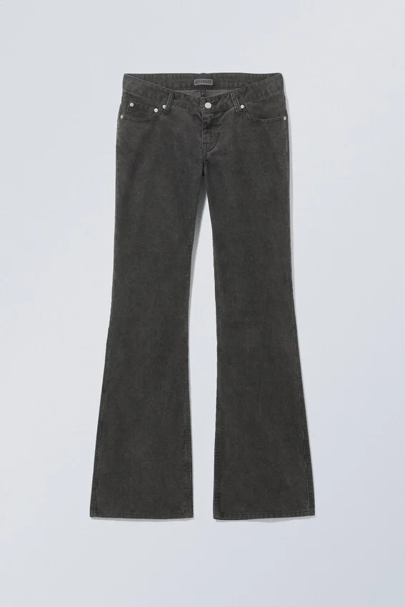 Nova Low Slim Bootcut Cord Trousers – Black Dark Nova Low Slim Bootcut Cord Trousers – Black Dark