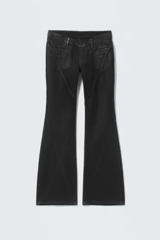 Nova Twist Low Rise Slim Bootcut Leg Jeans – Black Coating – Black