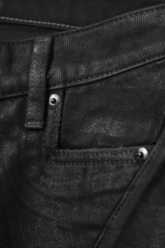 Nova Twist Low Rise Slim Bootcut Leg Jeans – Black Coating – Black