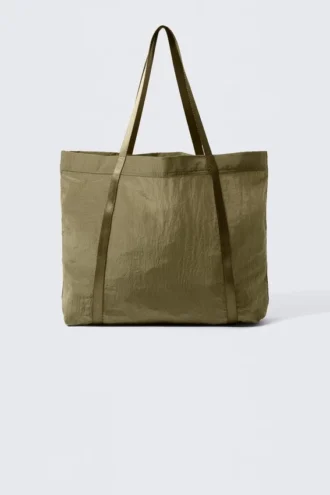 Nylon Tote Bag – Khaki Green