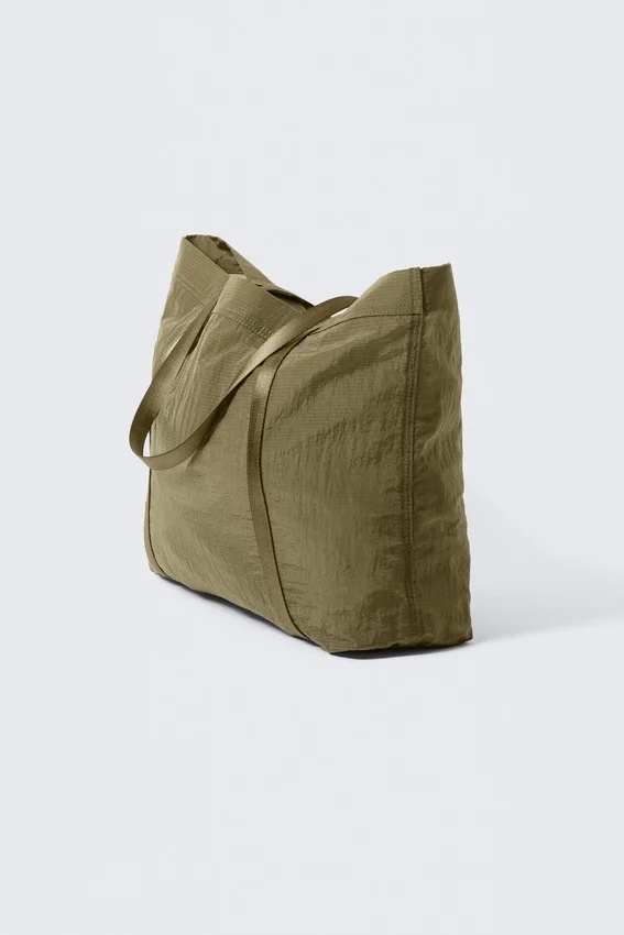 Nylon Tote Bag – Khaki Green Nylon Tote Bag – Khaki Green