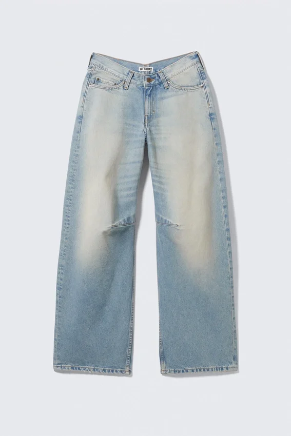 Oblique Low Waist Loose Barrel Jeans – Port Blue – Light Blue Oblique Low Waist Loose Barrel Jeans – Port Blue – Light Blue