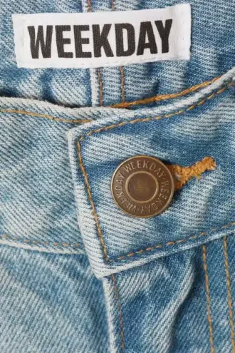 Oblique Low Waist Loose Barrel Jeans – Port Blue – Light Blue
