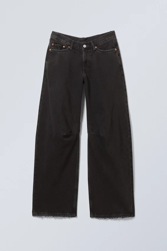 Oblique Low Waist Loose Barrel Jeans – Tuned Black Oblique Low Waist Loose Barrel Jeans – Tuned Black