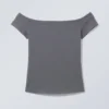Off Shoulder T-Shirt – Dark Grey Off Shoulder T-Shirt – Dark Grey