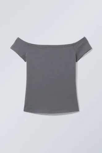 Off Shoulder T-Shirt – Dark Grey