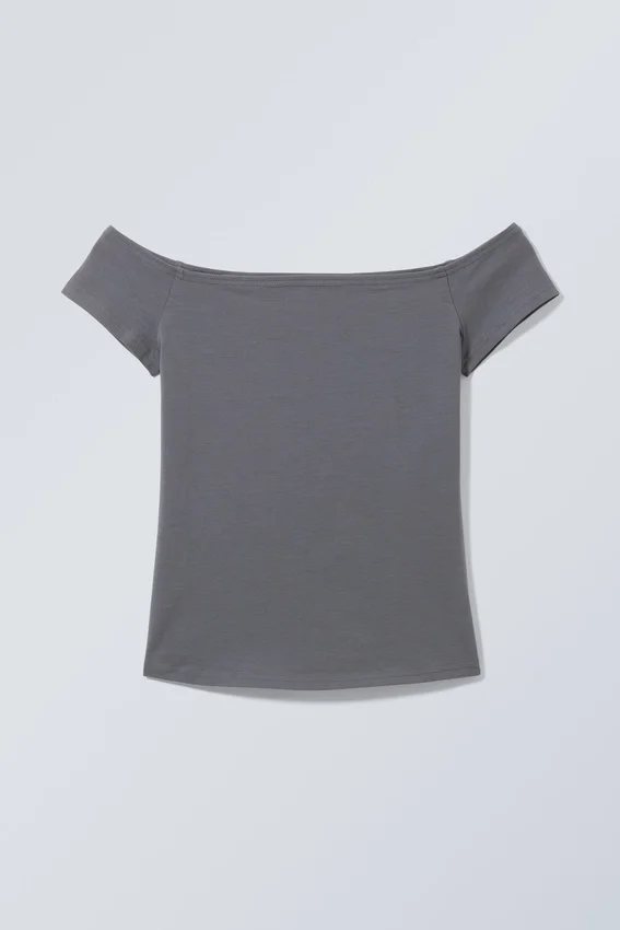 Off Shoulder T-Shirt – Dark Grey Off Shoulder T-Shirt – Dark Grey