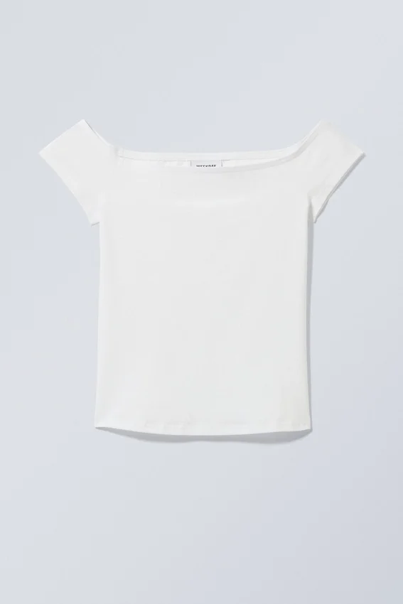 Off Shoulder T-Shirt – White Off Shoulder T-Shirt – White