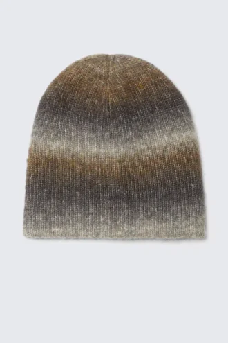 Ombre Striped Beanie – Dusty Beige
