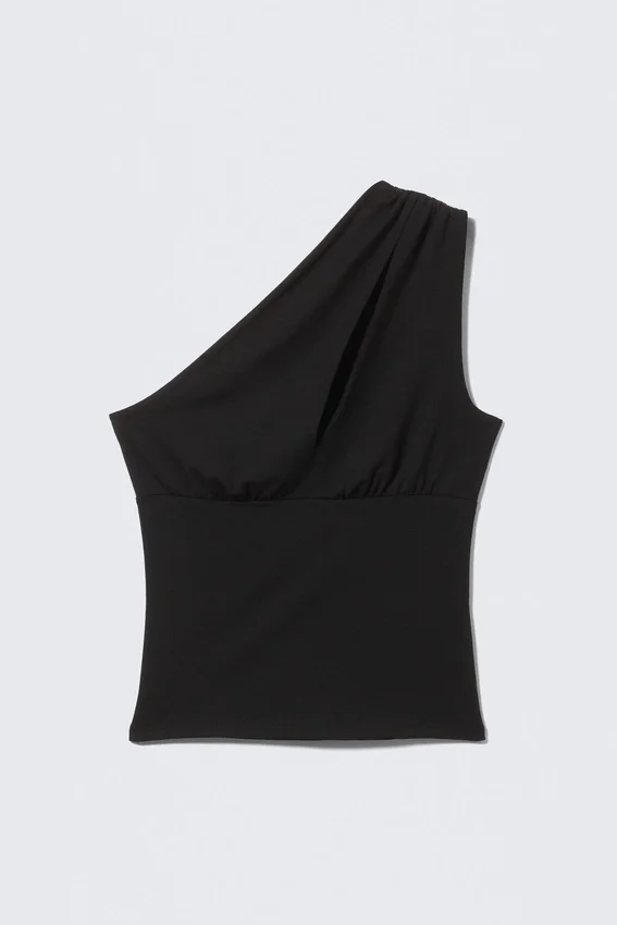 One-Shoulder Cut-Out Top – Black One-Shoulder Cut-Out Top – Black
